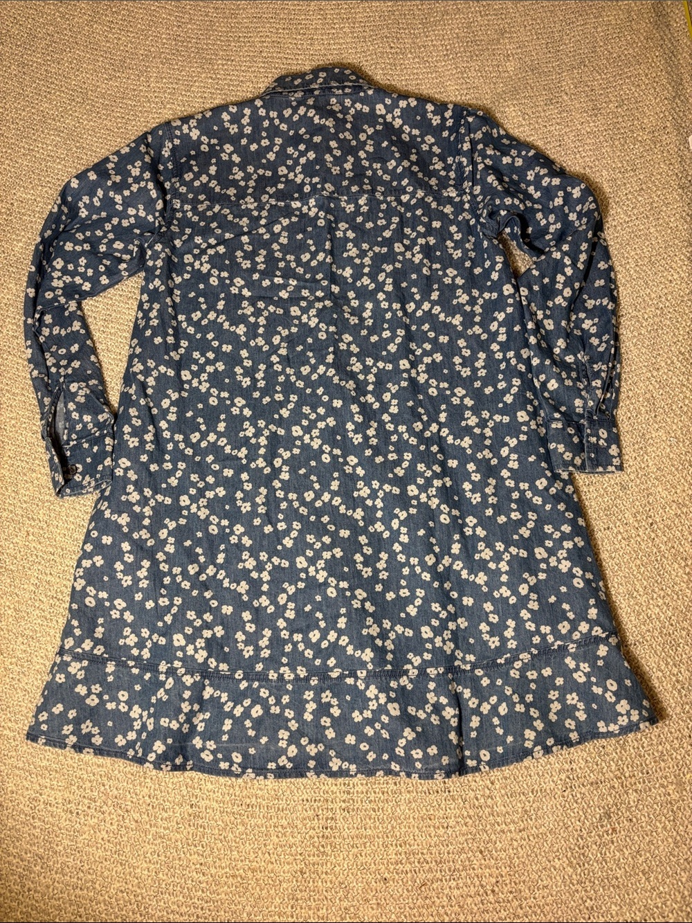 LOFT Retro Bloom Chambray Denim Mini Shirtdress with Pockets - Picture 10 of 11